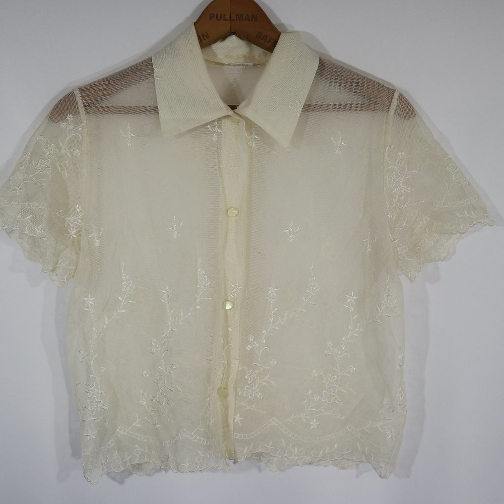 M. Kalan Y2K Cropped Lace Top XS